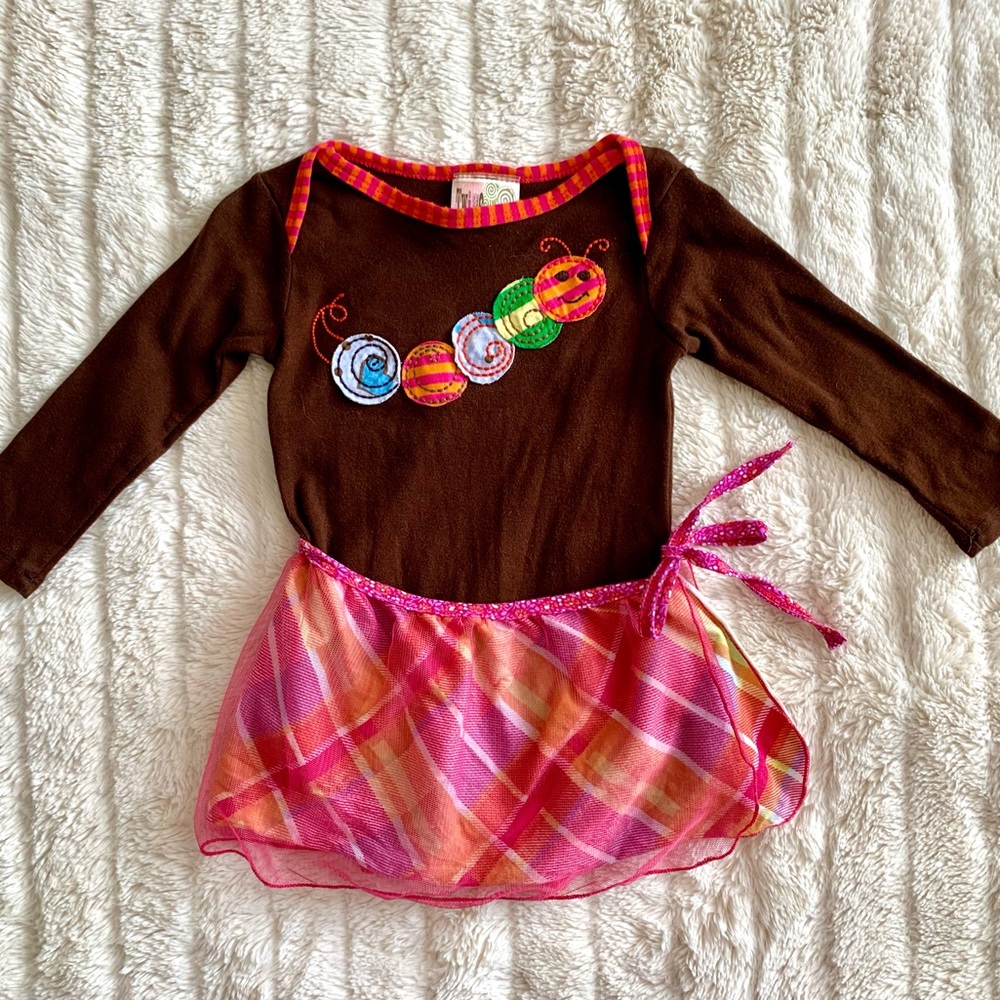 Twirls & Twigs brown caterpillar skirted bodysuit Girl 18-24 months